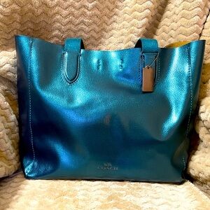 Coach Derby Large Tote Dark Teal Metallic